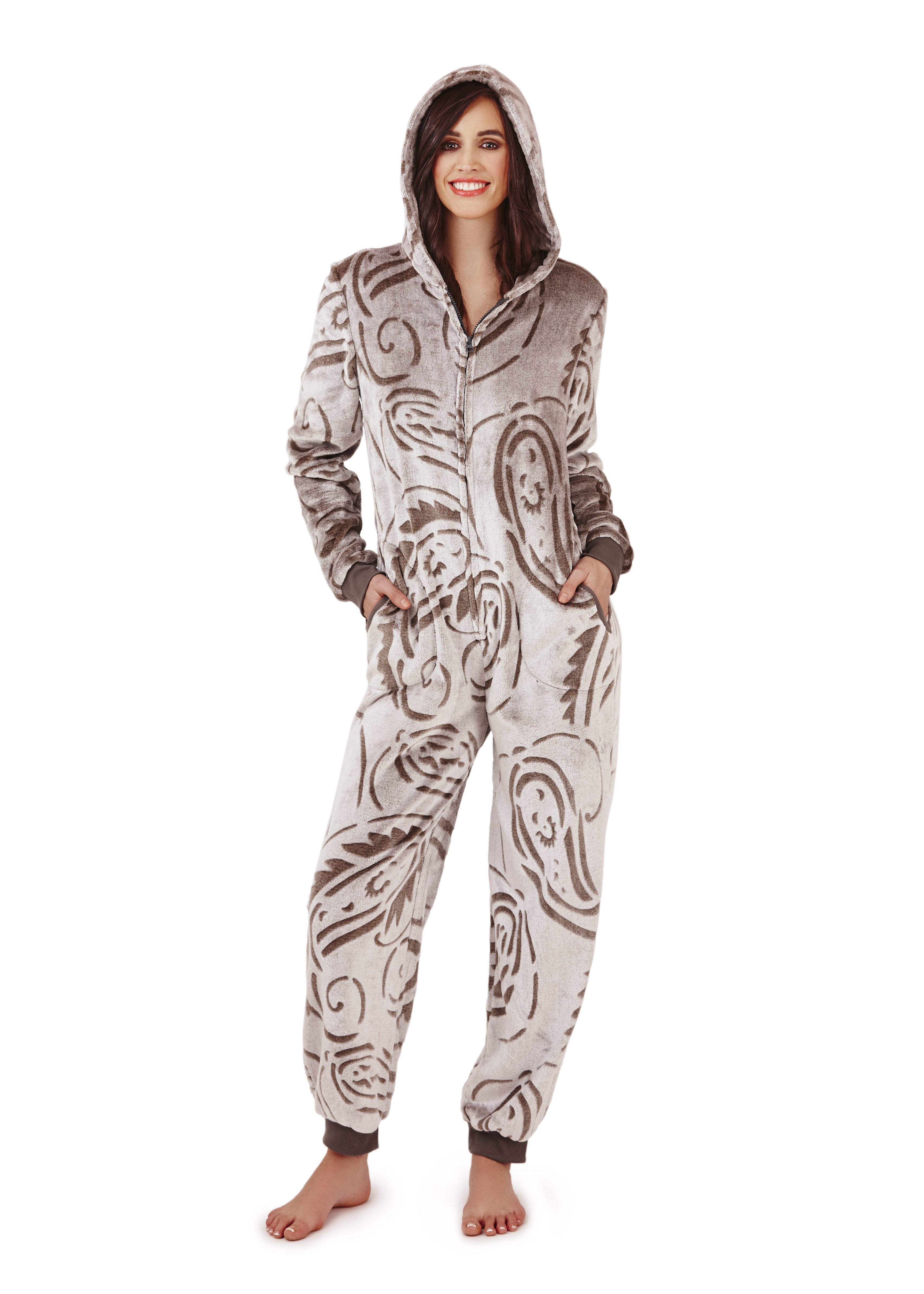 Luxury Womens Novelty Hooded 3D Onesie Fleece Pyjamas Dress Up Pjs